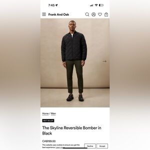 Men’s Frank & Oak reversible bomber